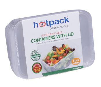 Hotpack HSMMP1000 5 Pieces 1000ml Microwave Container Rectangular - White in UAE