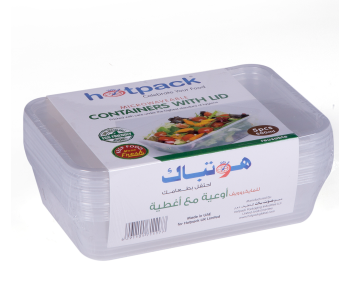 Hotpack HSMMP500 5 Pieces 500ml Microwave Container Rectangular - White in UAE