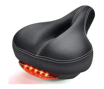 Waterproof Breathable Dual Spring Designed Bicycle Bike Seat With Back LED Light - Black in OMAN