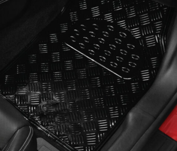 Generic Car Floor Mats 4 Piece Metallic Aluminum Universal Fit - Black in OMAN