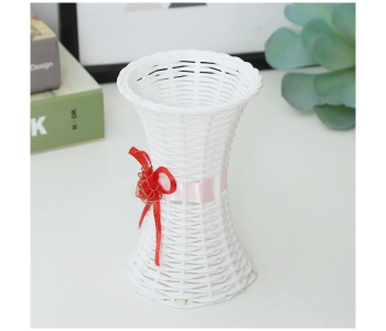 Express Delivery - GTC 22000773 3 Pcs Plastic Rattan Flower Vase for Home Decoration - White - ID 112722