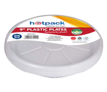 Hotpack PARPP9D 25 Pieces 9 Inch Plastic Round Plate - White in UAE