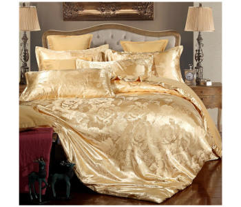 Express Delivery - GTC 22000739 European-style Satin Jacquard 4 Piece Bedding Set - Gold - ID 112639