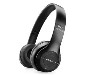 Express Delivery - P47 Wireless Bluetooth Foldable Headset with Microphone - Black - ID 112127