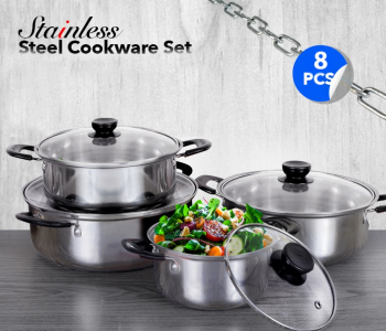 8 PCS Stainless Steel Stock Pot Set With Cooltouch Handle in KSA