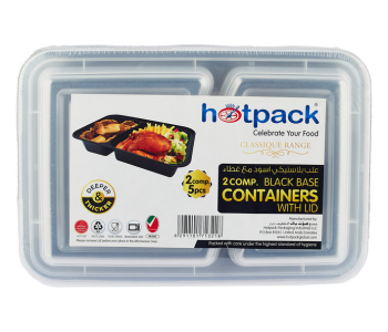 Hotpack HSMBBMC2C 5 Pieces Container Black Base With 2 Compartment Lid in UAE