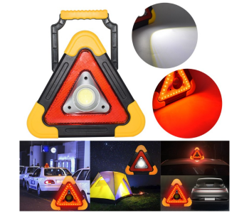 Portable Flashing Car Solar LED Light Triangle Warning Emergency Light Camping Hiking Fishing Lamp COB USB Charging Torch Light - Black And Yellow in UAE