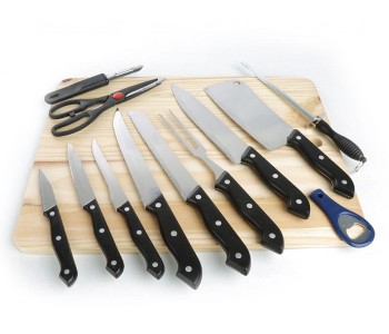 13 Piece Knife Set With Cutting Board - Black in KSA