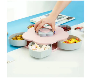 5 Grid Flower Shape Candy Snack Dried Fruits Storage Box With Phone Mount Stand - Pink And Blue in OMAN