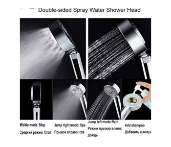 Express Delivery - Generic Handheld Double Side Shower Head High Pressure Showerhead With Double Sided Spray and Free Filling Design - Silver - ID 113960