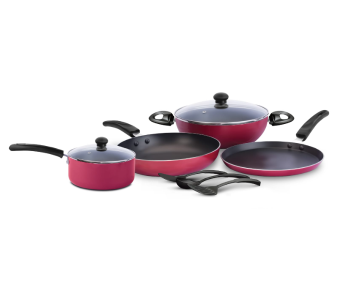 9 Piece High Quality Cookware Set - Black And Red in KSA