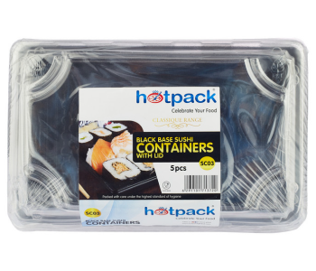 Hotpack HSMSC03B 5 Pieces Black Sushi Container Base With Lid in UAE
