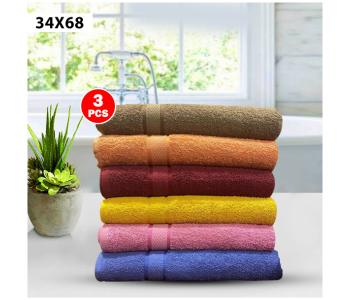 Express Delivery - 3 Piece AJM Pacha Cotton Bath Towel - ID 113518