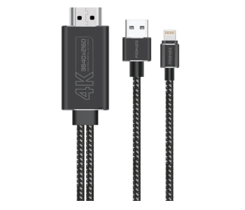 Express Delivery - Promate MediaLink-LT 4K High Definition Lightning Connector to HDMI Cable - Black - ID 114406