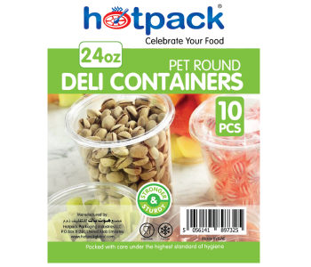 Hotpack HSMDCR24PET 10 Pieces 24oz Deli PET Container Round With Lid in UAE