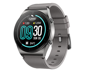 Express Delivery - MKZ SK8 Plus Smart Watch with Bluetooth and Leather Strap - Grey - ID 114426