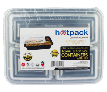 Hotpack HSMBBR4C 5 Pieces Container Black Base 4 Compartment With Lid in UAE