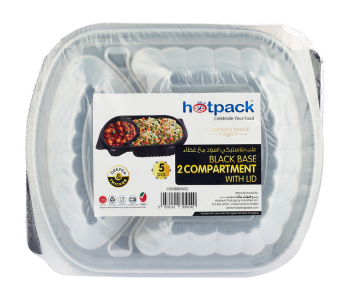 Hotpack HSMBBMW2 5 Pieces Black Base Container With 2 Compartment And Lid in UAE