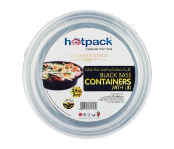 Hotpack HSMBBRO24 5 Pieces 24 Oz Black Base Round Container With Lids in UAE