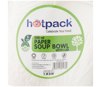 Hotpack HSMPSB500 5 Pieces 500ml Paper Soup Bowl - White in UAE