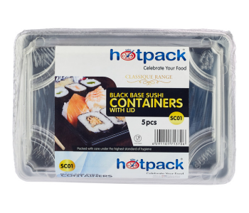 Hotpack HSMSC01B 5 Pieces Black Sushi Container Base With Lid in UAE