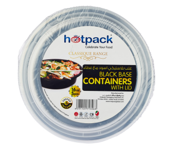 Hotpack HSMBBRO16 5 Pieces 16 Oz Black Base Round Container With Lids in UAE