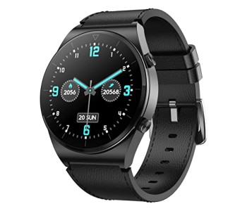 Express Delivery - MKZ SK8 Plus Smart Watch with Bluetooth and Leather Strap - Black - ID 114414