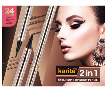 Karite 2 In 1 Black Eyeliner With 4-Tip Brown Eyebrow Pen Pencil in OMAN
