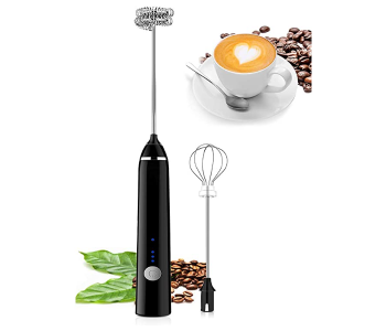 USB Rechargeable Milk Frother Handheld Foam Maker - Black in OMAN