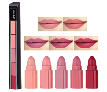 5 In 1 Lipstick Set Non Stick Long Lasting Waterproof Velvet Matte Finish in KSA