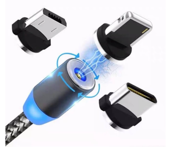 Express Delivery - GTC Magnetic Charging Cable With LED Light - Black - ID 114760