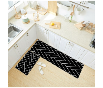 Express Delivery - GTC 2 Piece Set Kitchen Mat Cushioned Anti-Fatigue Non Slip Mats and Rugs - Black - ID 114806