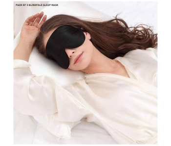 Express Delivery - GTC (Pack Of 3 Pcs) Sleeping Blindfold Sleep Mask For Women and Men - Black - ID 114767