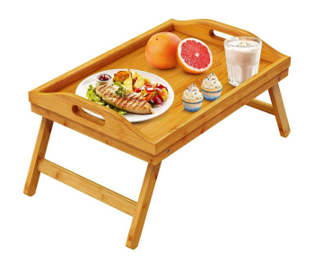 Express Delivery - GTC Bamboo Bed Tray Table With Foldable Legs - Wood - ID 114662