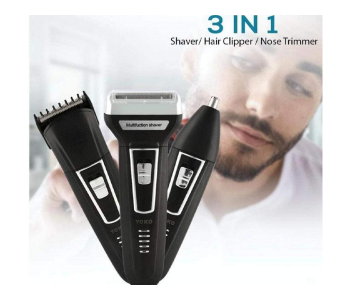 Yoko 3 In 1 Rechargeable Shaver Hair Clipper Nose Trimmer - Black And Gold in UAE
