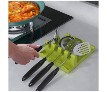 Express Delivery - GTC Multifunction Spatula and Pot Lid Holder - Green & White - ID 114796