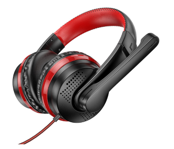 Express Delivery - Hoco W103 Magic Tour Wired Headphones With Omnidirectional Microphone 3.5mm Plug Cable 1.2m - Red - ID 114889