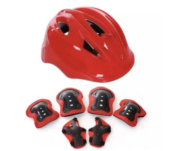 Express Delivery - GTC Kids Protective Helmet Knee Pad Set - Red - ID 114680