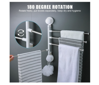 Express Delivery - Stainless Steel Wall Mounted Swivel Towel Rack Holder Hanger with 4 Swing Bars - Silver - ID 114755