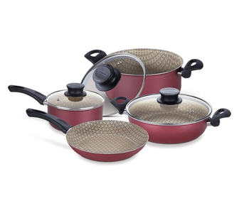 Tramontina 205997850 7 Pieces Cookware Set - Black And Maroon in KSA