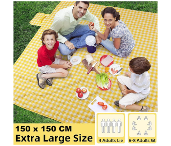 Express Delivery - GTC Portable Folding Waterproof Picnic Mat - Yellow And White - ID 114652