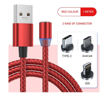 Express Delivery - GTC Magnetic Charging Cable With LED Light - Red - ID 114759