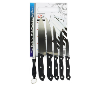 WT FT1404 7 Pieces Knife Set With Chop Board - Black in KSA