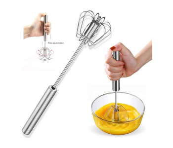 Express Delivery - GTC Stainless Steel Semi-Automatic Egg Beater - Silver - ID 114786