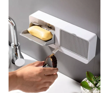 DIY 2 In 1 Adhesive Wall Mounted Soap Dish Drain Box - A in UAE