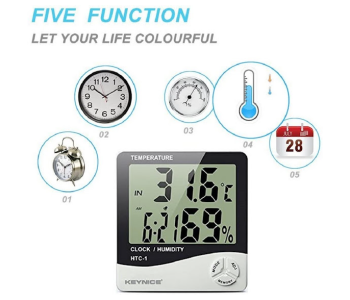 Express Delivery - GTC Digital Thermometer Hygrometer Clock - White - ID 114740