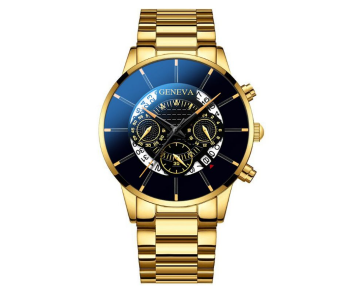 Express Delivery - Geneva Top Luxury Brand Waterproof Analog Watches for Men - Gold and Black - ID 115732