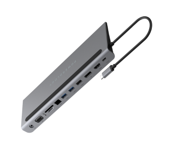 Express Delivery - Powerology P11CHBMCGY USB-C Hub 11 in 1 Multi-Port Adapter with Laptop Stand 100W PD Fast Charge -Grey - ID 115978