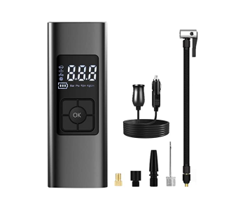Advanced Wireless Portable Rechargeable Air Compressor With LED Light - Black in KSA