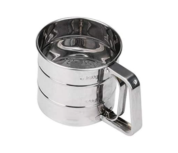 Single Layer Flour Sifter Sieve Stainless Steel Filter Baking Lacing Sugar Powder Strainer Baking Tools - Silver in KSA